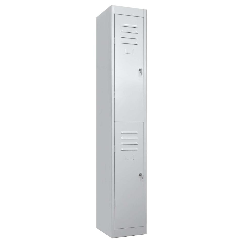 Steelco Locker Steel 2 Tier with Key Lock 1830h x 305w x 460dmm Silver Grey