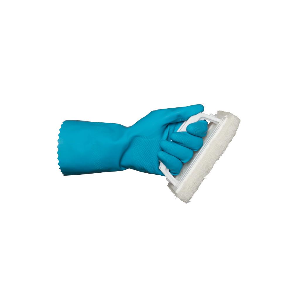 Bastion Rubber Gloves Blue Silverlined Honeycomb Grip Size Medium Pk12