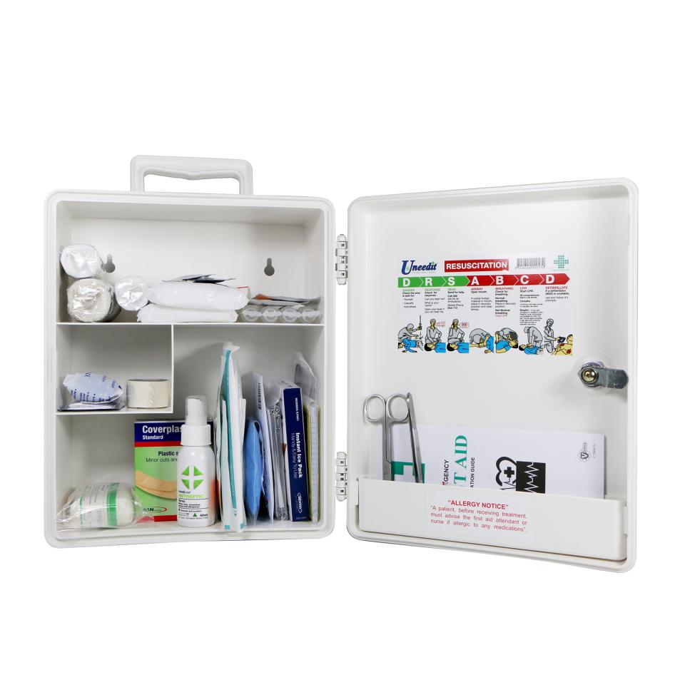 Uneedit Supplies First Aid Kit Low Risk Type C Plastic Wall Mount