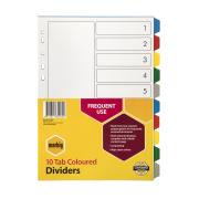 Marbig Dividers A4 Polypropylene Coloured 10 Tab