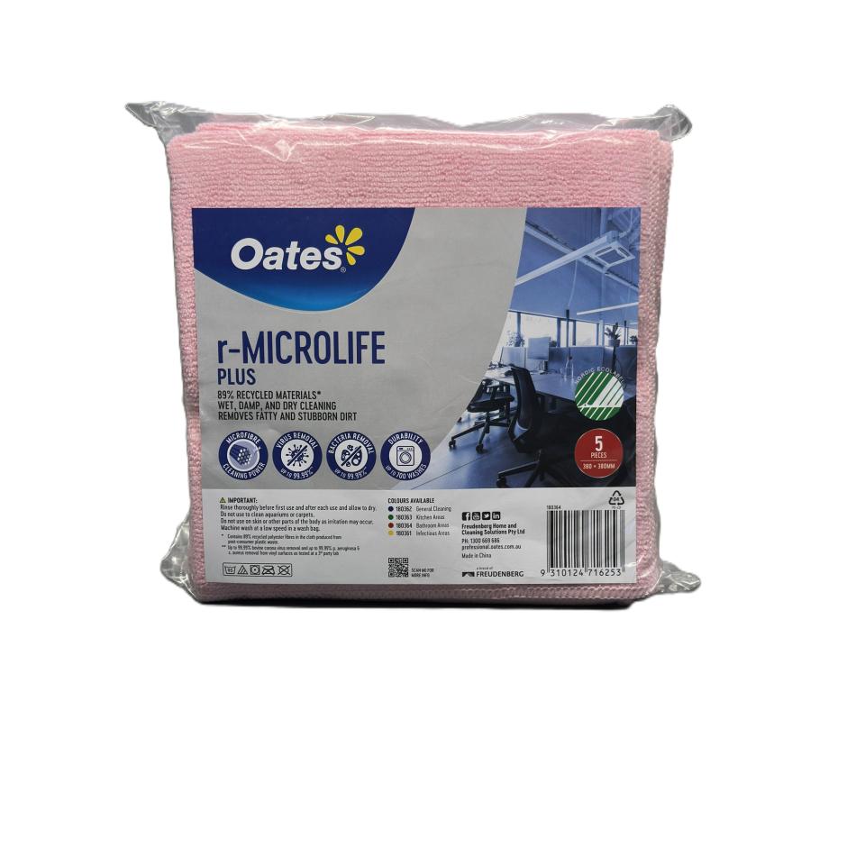 Oates R-microlife Plus Recycled Microfibre Cloth Red Pack 5 Image