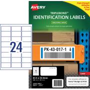 Avery Triplebond  Label White L6141 24up 63.5 x 33.9mm Pkt 10
