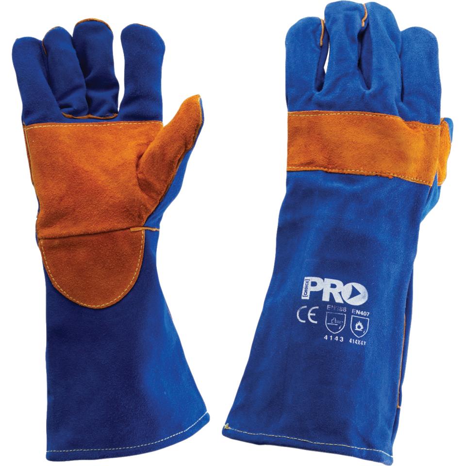 Pro Choice Kbw16E Pyromate Blue Heeler- Blue & Gold Welding Gloves One Size Pair