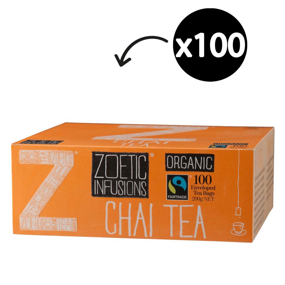Zoetic Fairtrade Organic Chai Tea Bags Pack 100 Winc
