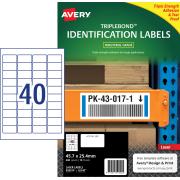 Avery Triplebond Label White L6140 40up 45.7 x 25.4mm Pkt 10