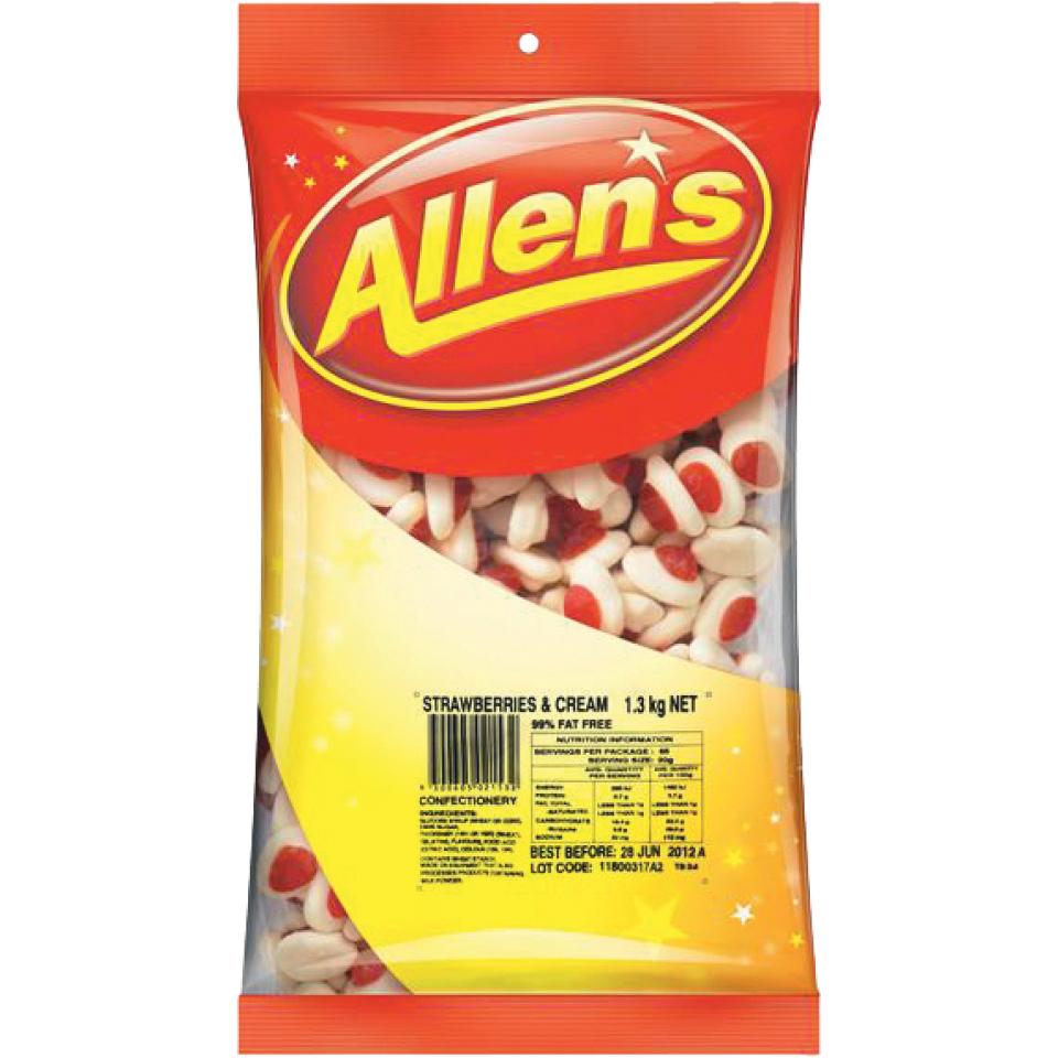 Allens Strawberries and Cream 1.3kg Lollies | Winc