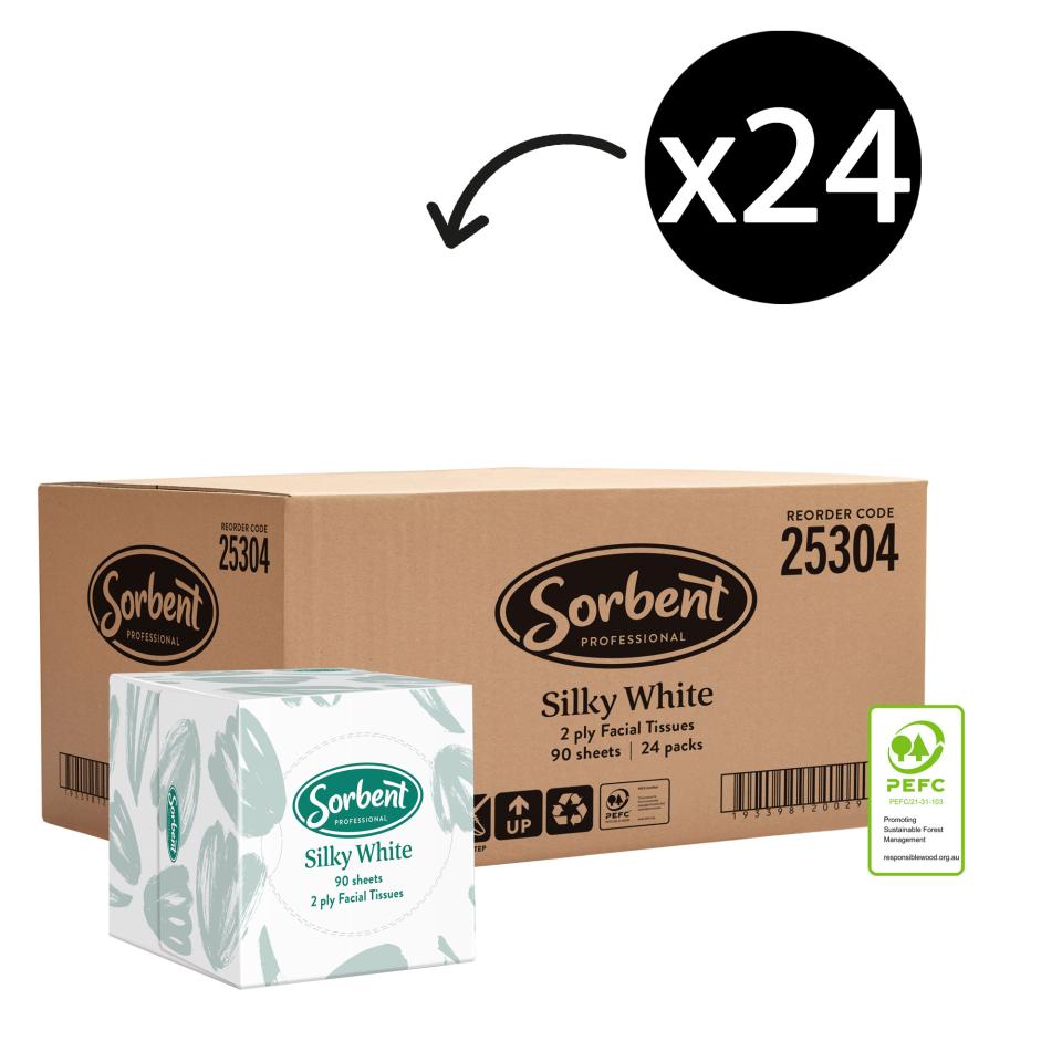 Sorbent Professional Silky White Facial Tissue Cube 2 Ply 90 Sheets Carton 24