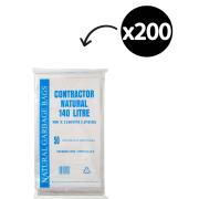 Austar Bin Liners Contractor Heavy Duty 140 Litre Natural Opaque Packet 50 Carton 200