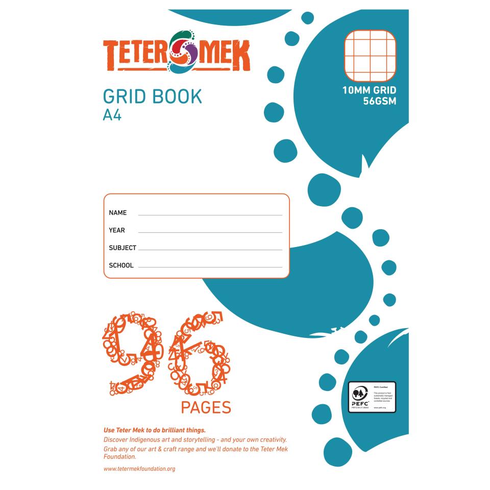 Teter Mek A4 Grid Book 10mm Grid 56GSM 96 Pages