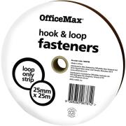 Officemax Loop Only Fastener Strip Adhesive Back White 25mmx25m