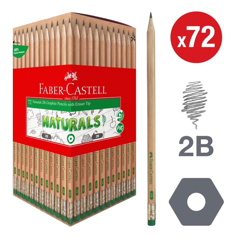 Naturals Graphite Pencils 2B with Eraser Tip - Box of 72 Image