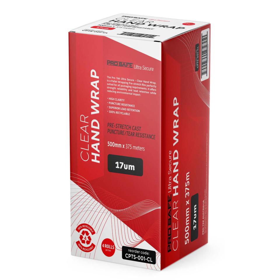 Pro Safe Stretch Wrap Cast Hand Film Roll 500mm x 375m 17um Clear Carton 4