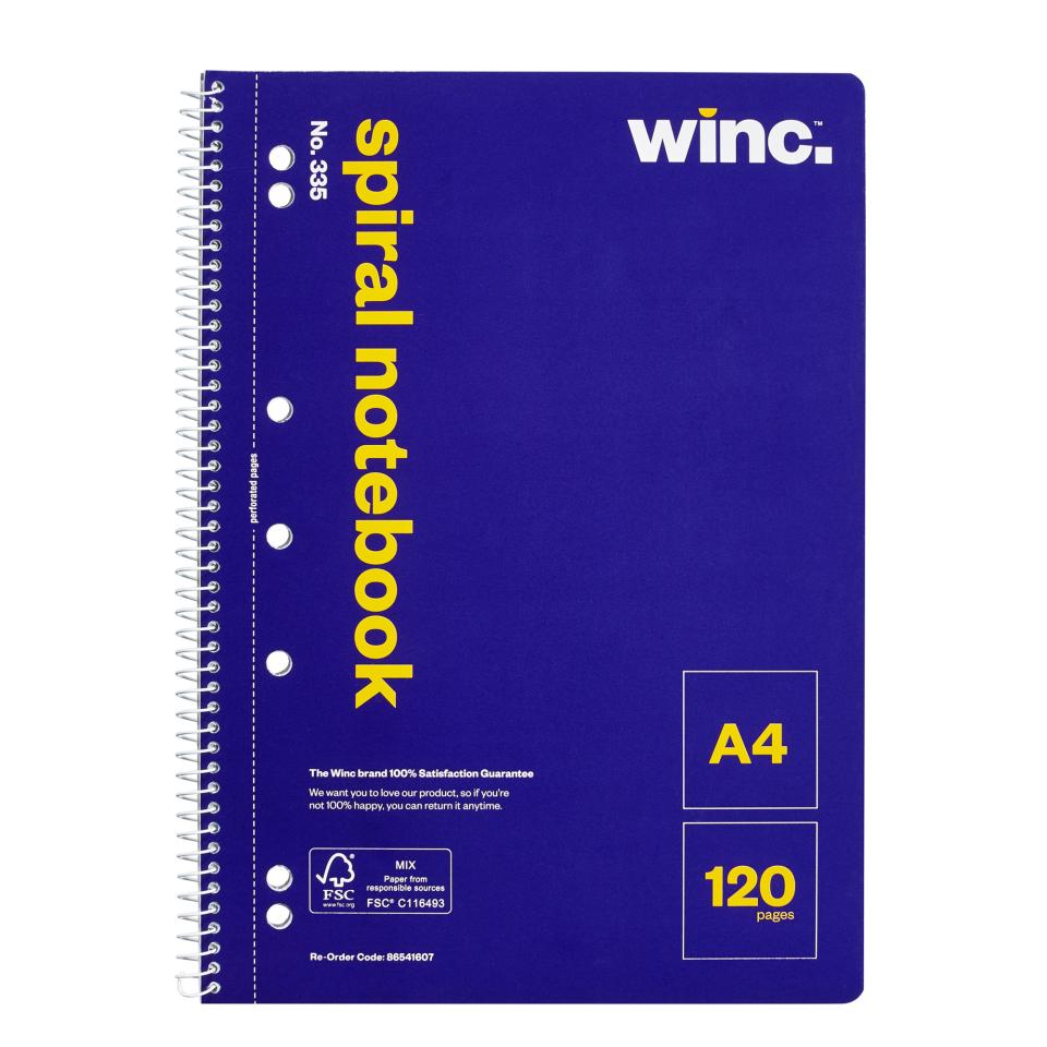 Winc Spiral Notebook No. 335 A4 Perforated 120 Pages