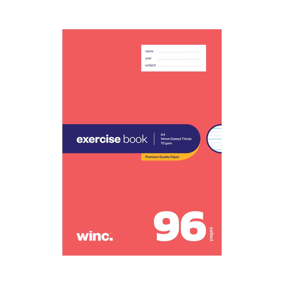 Winc Premium Exercise Book A4 14mm Thirds 70gsm Polypropylene Cover 96 Pages