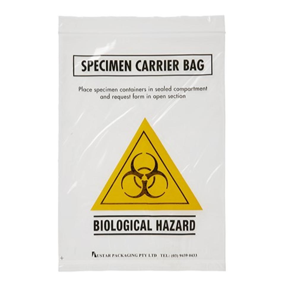 Austar Specimen Bag 165x230mm Clear Packet 100