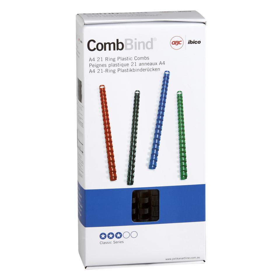 GBC 21 Loop A4 Plastic Binding Combs - 14 mm - Black - 100-Pack