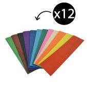 Rainbow Crepe Paper 500mm x 2.5M Assorted Colours Pack 12