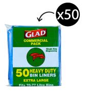 Glad XLGP50/10 Heavy Duty Bin Liners XLarge 70-77L Blue Pack 50