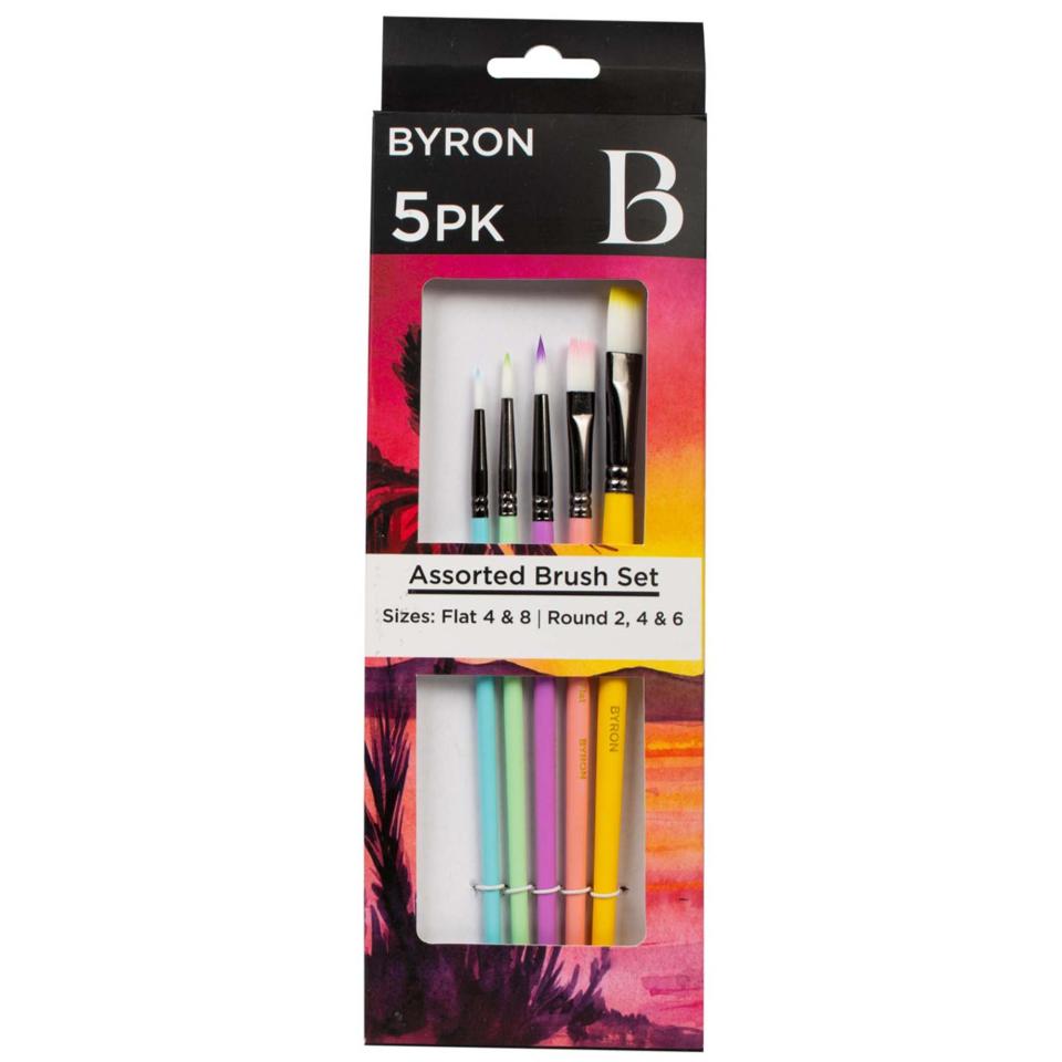 Byron Pastel 5 Piece Assorted Brush Set Sizes Round 2 4 6 Flat 4 8 Image