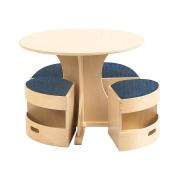 Jooyes Leisure Table Set Of 5 With Storage Stool In Beige