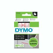 Dymo D1 Label Printer Tape 12mm x 7m Red On White