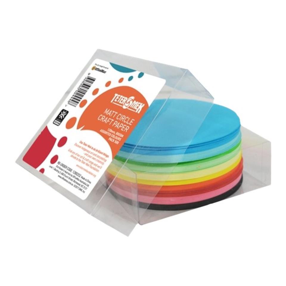 Teter Mek Kinder Craft Paper Circles 120mm Matt Assorted Colours Pack 500 Image