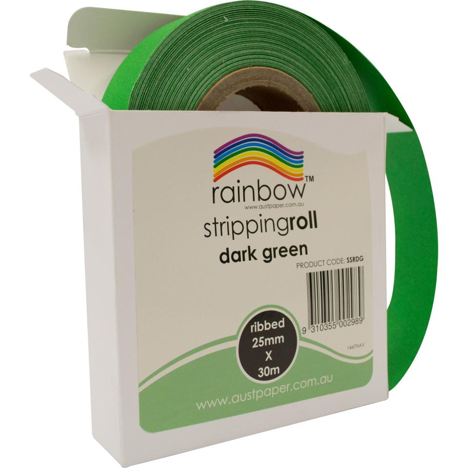 Rainbow Stripping Streamer Roll 25mmx30mm Dark Green