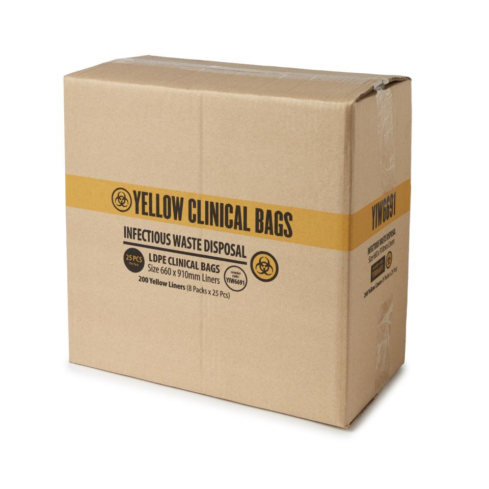 Austar Printed Clinical Waste Bag 65 Litre 900mm x 660mm 70um Pack 25 Carton 200