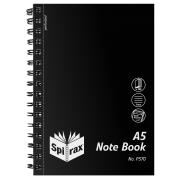Spirax P570 Notebook A5 Side Opening Polypropylene Cover 2 Notes 200 Page Black