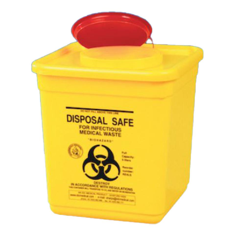 Uneedit Sharps Disposal Safe Yellow Standard Square 5L