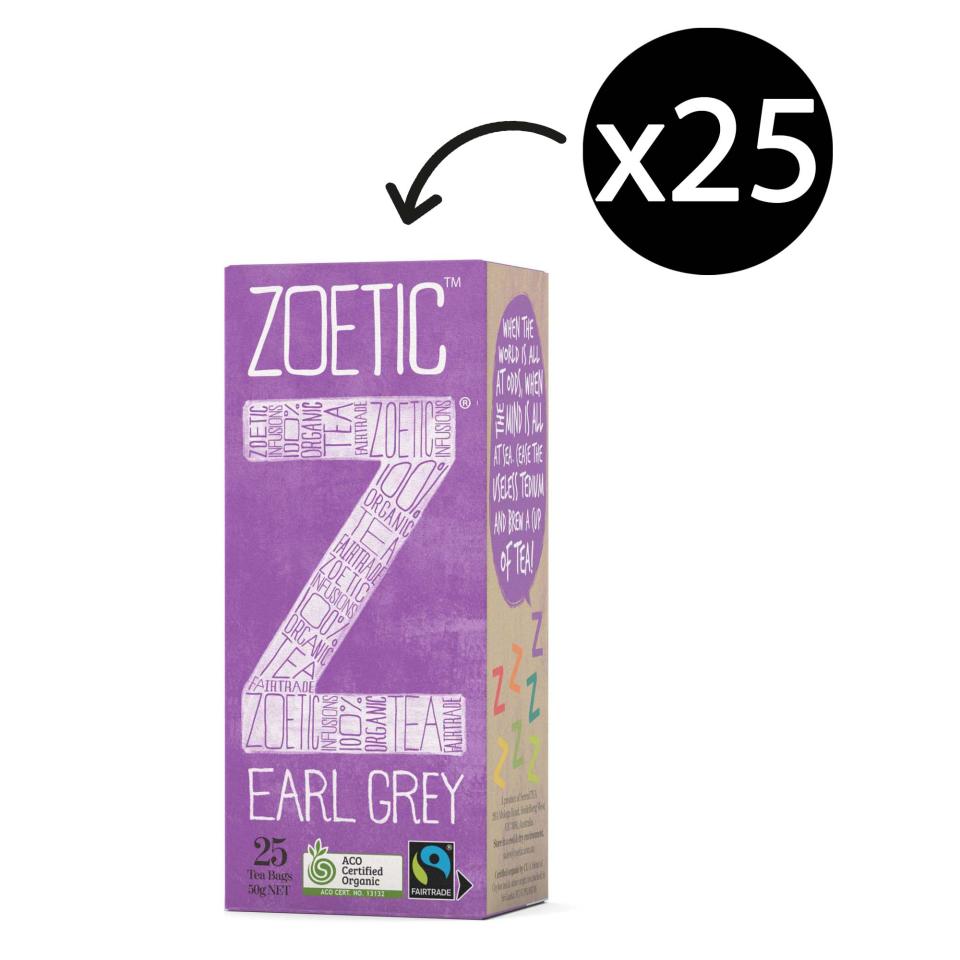 Zoetic Organic & Fairtrade Earl Grey Tea Bags Pack 25