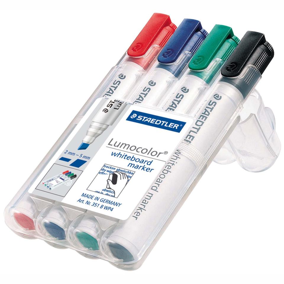 Staedtler Lumocolor Whiteboard Marker Chisel Tip Assorted Colours Wallet 4
