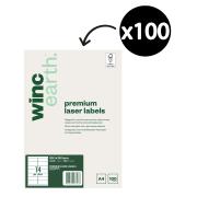 Winc Earth Premium Laser Labels 99.1x38.1mm 14 Per Sheet Pack of 100 Sheets