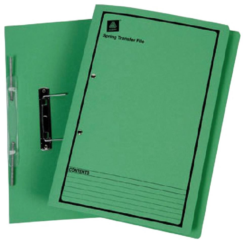 Avery Spring Transfer File Green with Black Print Foolscap 355 x 241mm