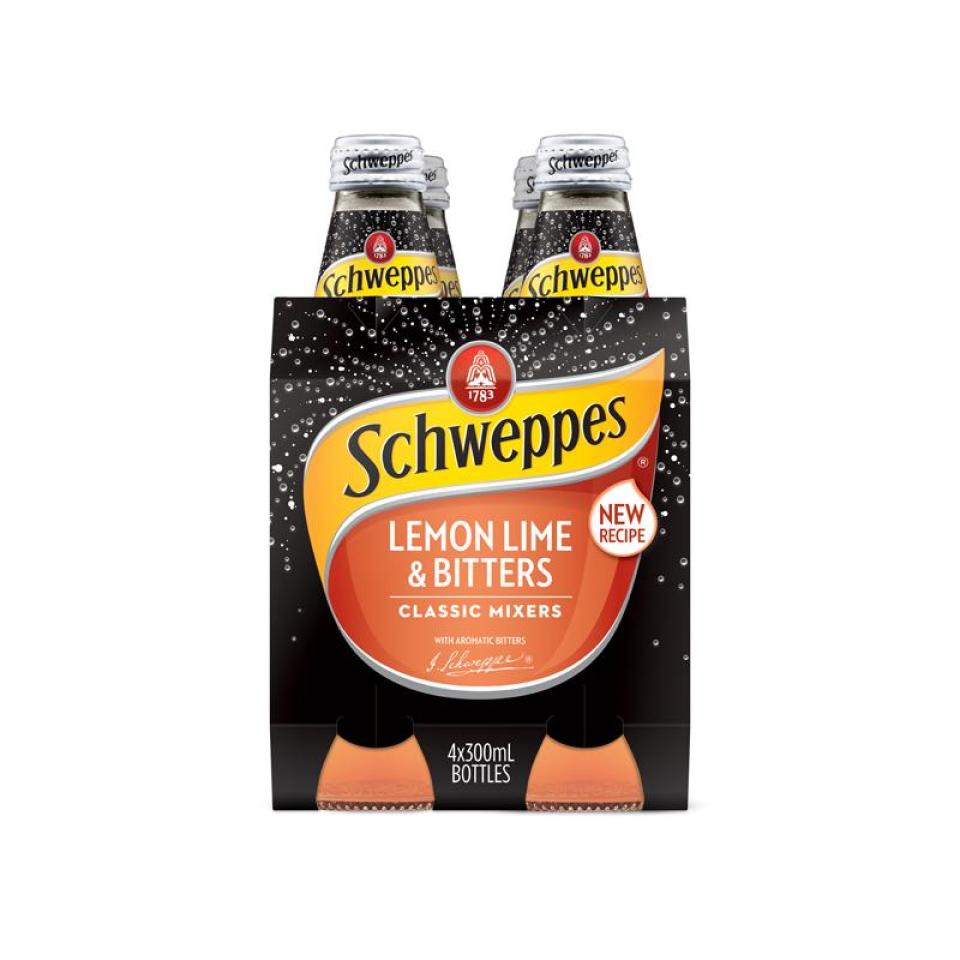 Schweppes Lemon Lime & Bitters 300ml Bottle Pack 4