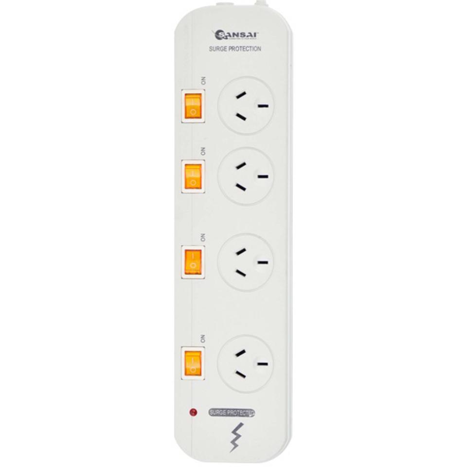 Sansai 4-way Power Board Pad-421sw Individually Switched With Surge Protection