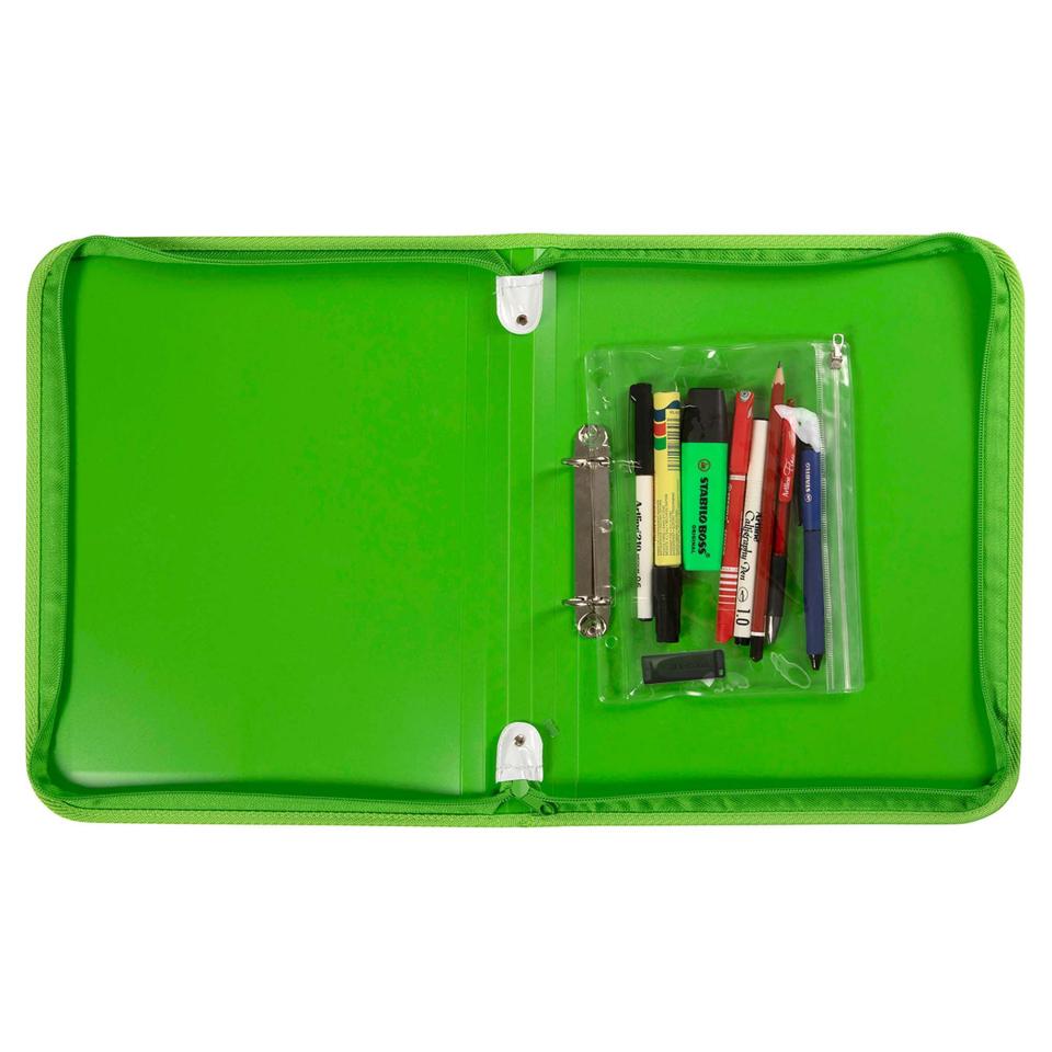 Marbig Zipper Binder W/tech Case A4 2 D-ring 25mm Lime Pack 10 | Winc