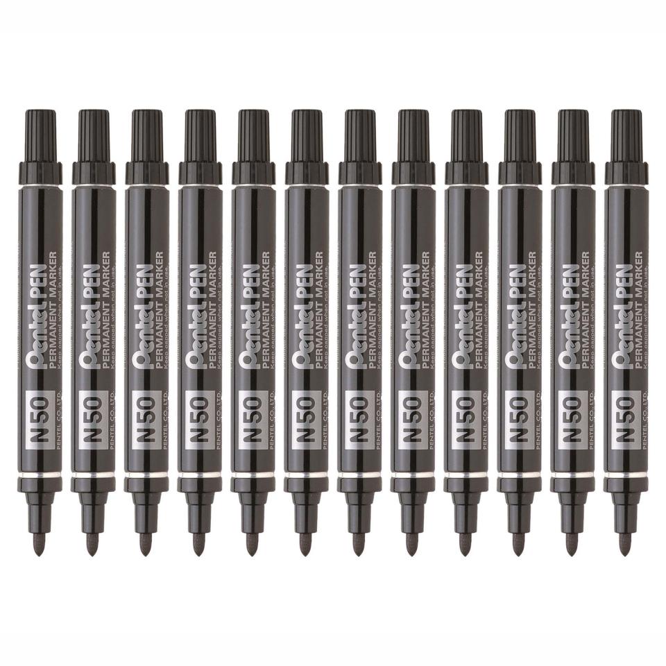 Pentel N50-A Marker Pen Bullet Black Box 12