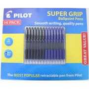 Pilot BPGP-10R Supergrip Retractable Ballpoint Pen Medium 1.0mm Assorted Colour Black/Blue Box 14