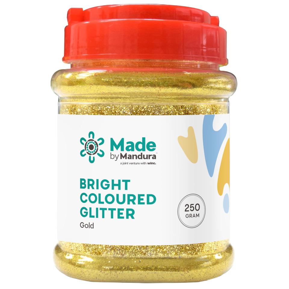 Made by Mandura Bright Coloured Glitter 250g Gold Image