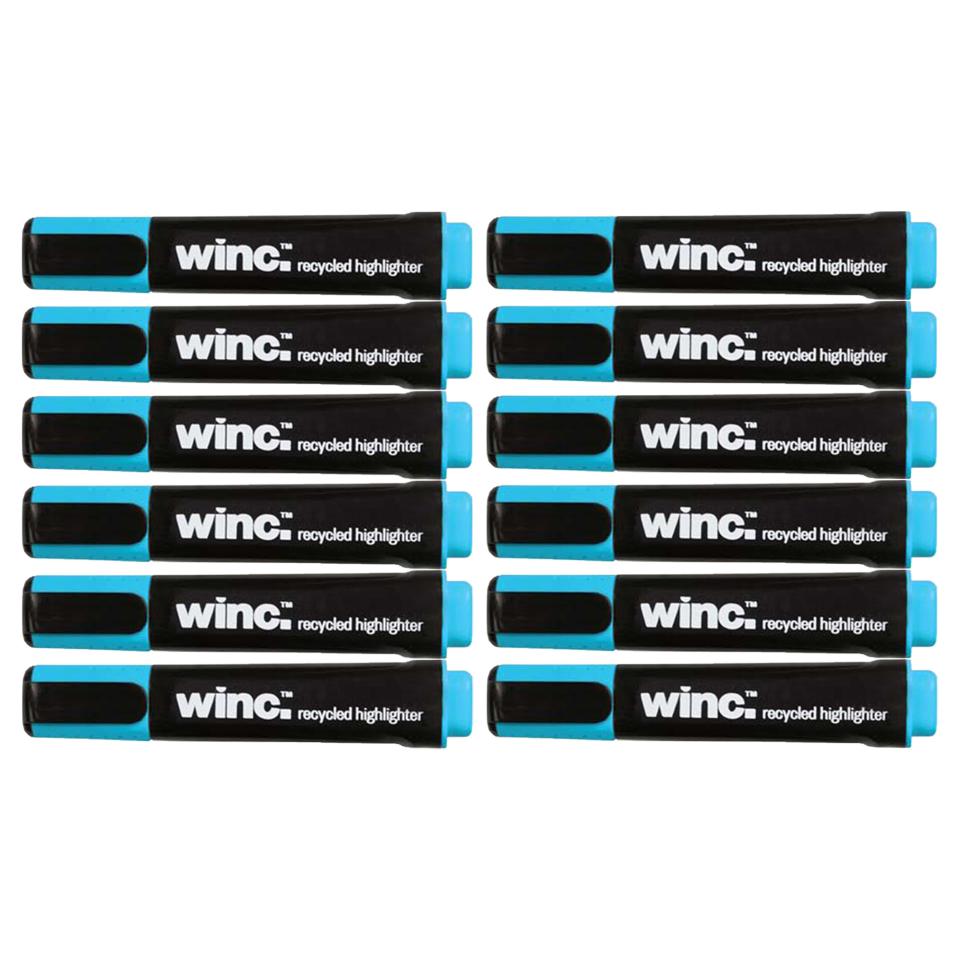 Winc Highlighter Recycled Chisel Tip 1.0-4.5mm Blue Box 12