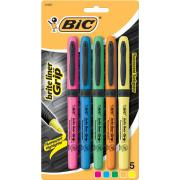 BIC Highlighter Briteliner Grip Assorted Colours Pkt 5