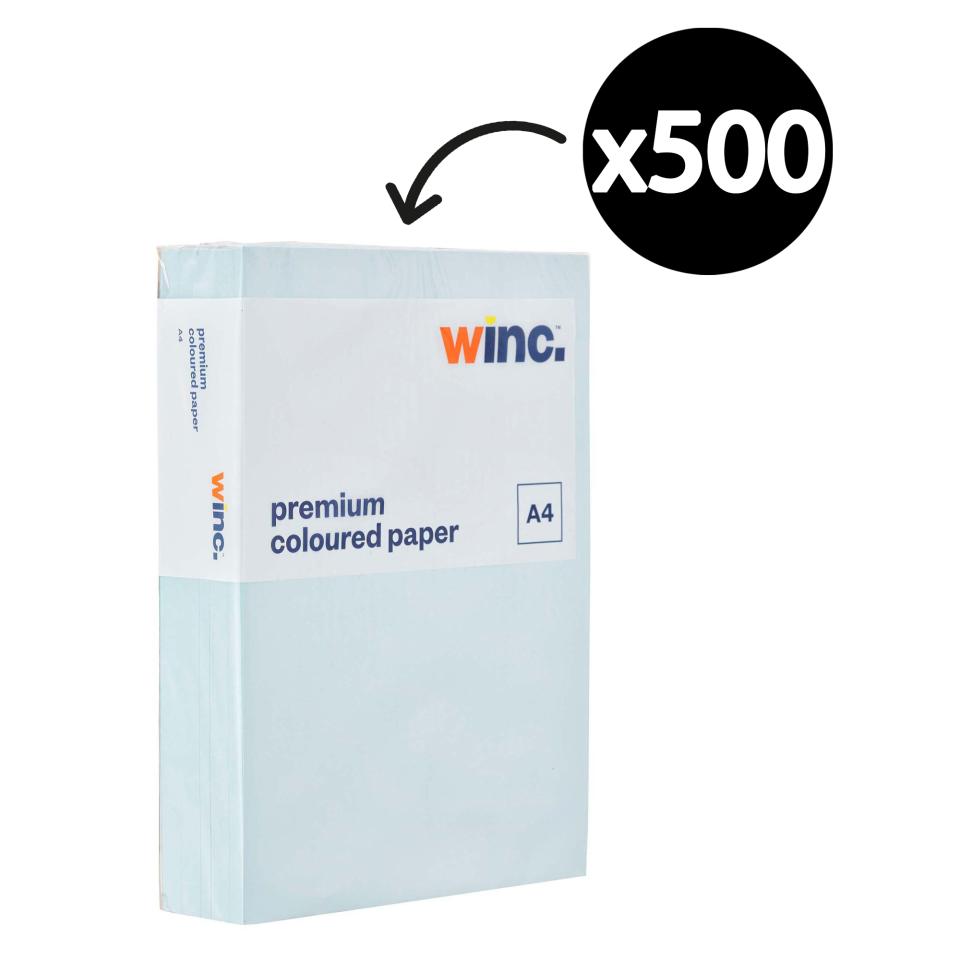 Winc Premium Coloured Copy Paper A4 80gsm Ice Blue Ream 500