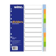 Winc Polypropylene Dividers Set A4 Assorted Colours 10 Blank Tabs