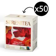 SereniTEA Organic & Fairtrade English Breakfast Enveloped Pyramid Tea Bags Pack 50