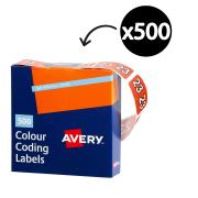 Avery Colour Coding Labels 25mm Year 23 Dark Orange Roll 500