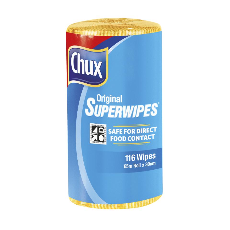 Chux 9316Y Original Superwipes Perforated Roll Yellow 65m