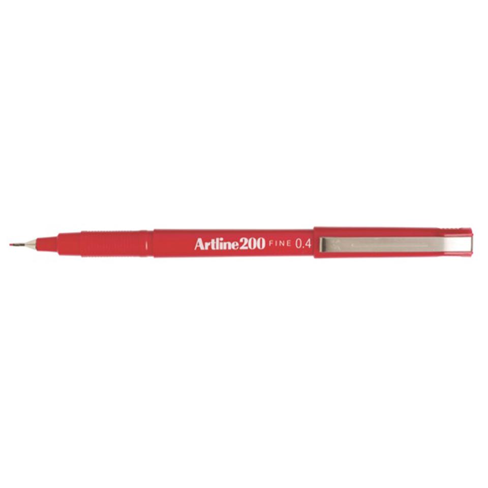 Artline 200 Fineline Pen 0.4mm Tip Red