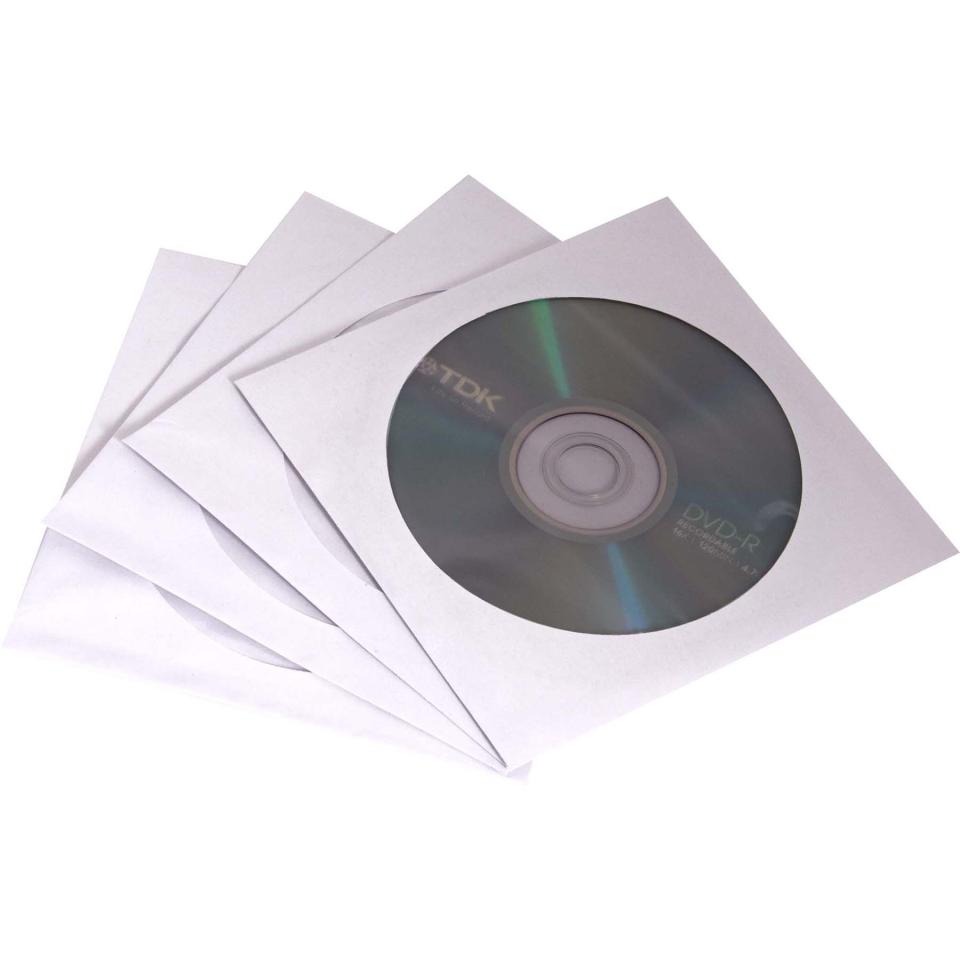 Fellowes CD/DVD Sleeve White Paper Pack 100 | Winc