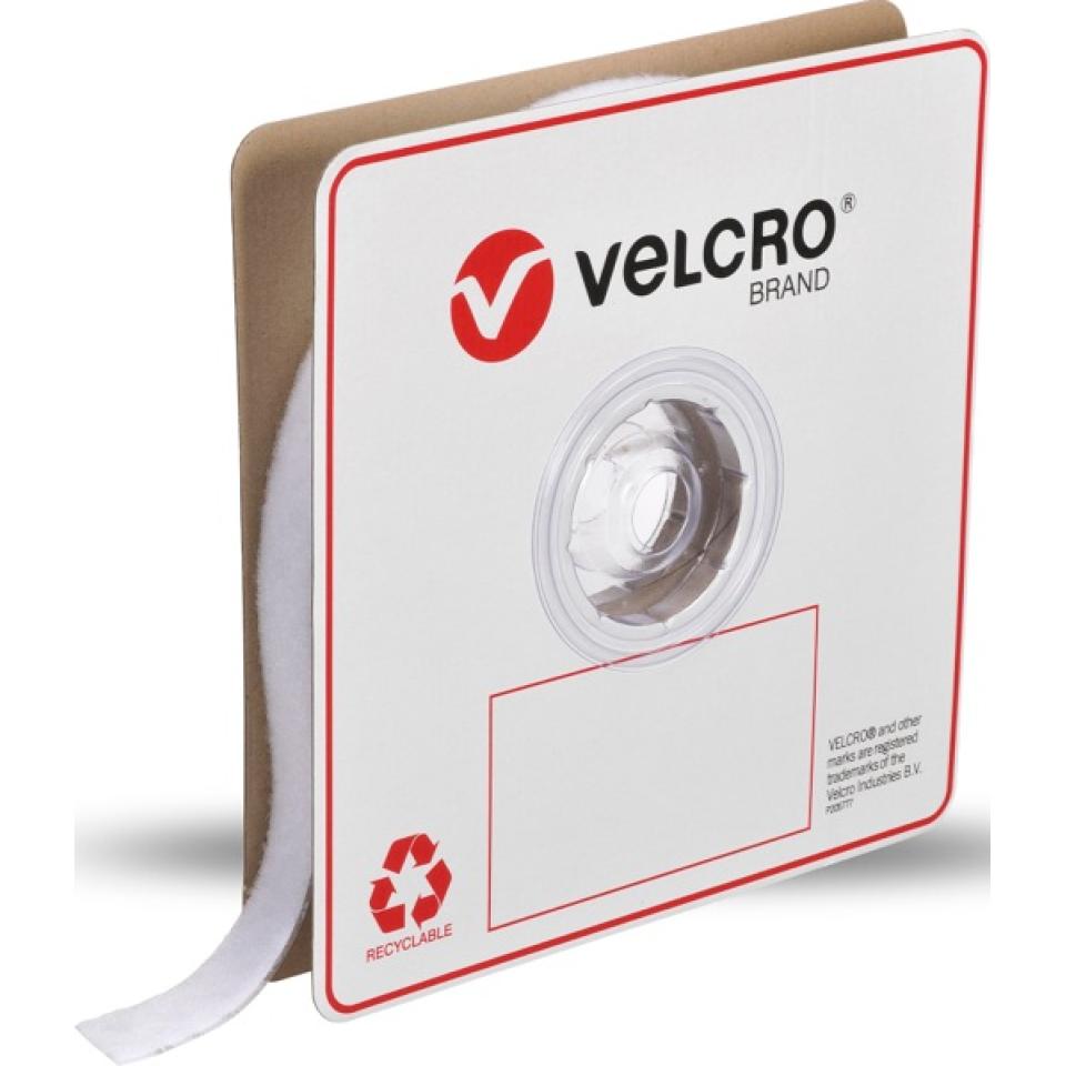 VELCRO Brand Grip Strips Loop Only 25mm x 25m White Winc